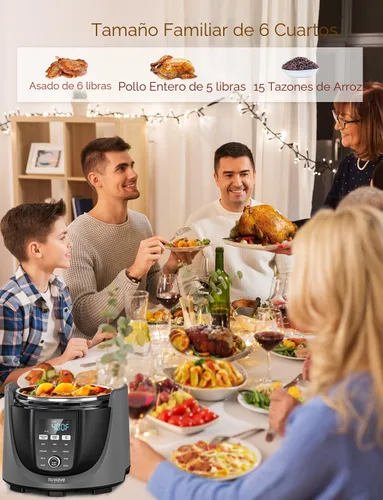 Miniatura 9 de Nuwave Duet - Freidora de aire, olla eléctrica a presión y parrilla Combo, Multicocina 540 en 1 con 3 tapas extraíbles, cocción lenta, salteados