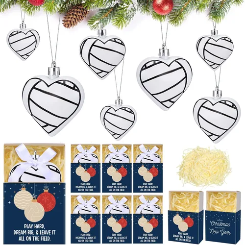 Miniatura 7 de Jenaai 12 juegos de adornos de Navidad de tenis de 2.4 pulgadas, adornos deportivos colgantes para árbol de Navidad con caja de color, mini pelota