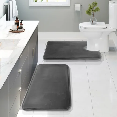 Miniatura 55 de Clara Clark tapete para baño, regadera o tina, de gomaespuma, negro, antiderrapante Azul claro