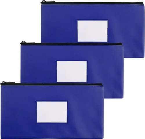Miniatura 12 de Bolsas de dinero negras con cremallera para dinero en efectivo, 11.25 x 6.25 pulgadas, paquete de 3, bolsas de depósito bancario, bolsas de dinero