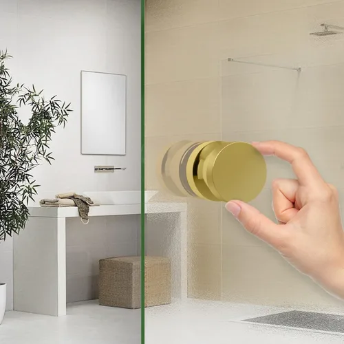 Miniatura 6 de CKB Pomo de puerta de cristal de ducha, tirador de doble cara para vidrio de 5/16"~1/2", acero inoxidable con superficie dorada pulida, manija