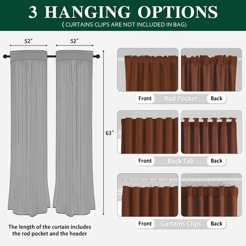 Miniatura 4 de MUMFAS Cortinas con pestaña trasera naranja tostado 52x63 2 paneles
