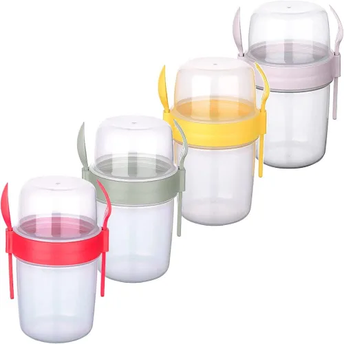 Vasos On the Go, taza para llevar con cobertura de cereales o avena, recipiente portátil para cereales Lux para llevar con tapa superior granola y