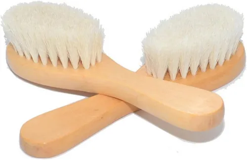Cepillo de limpieza facial seca con cerdas de lana suave, cepillo exfoliante de 6 pulgadas, 2 unidades de cepillo limpiador facial con mango de