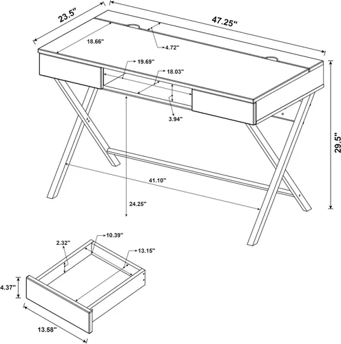 Miniatura 3 de Coaster Furniture Connect-It 800117 - Escritorio con tomacorriente/compartimento de almacenamiento integrado, capuchino