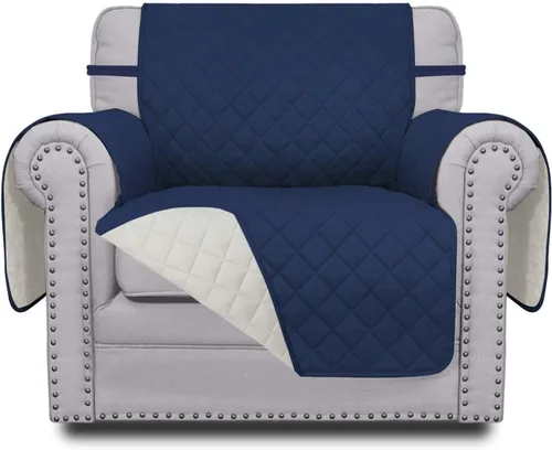 Miniatura 247 de Easy-Going - Funda para sofá, futón y sillón sin reposabrazos, reversible, resistente al agua, para mascotas y niños (azul oscuro/azul claro)