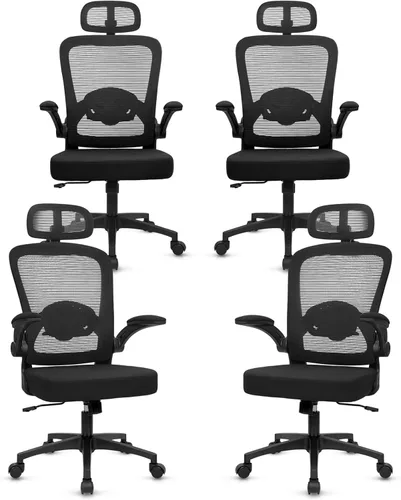 Miniatura 17 de KLASIKA Sillas de escritorio con ruedas, silla de oficina ergonómica de malla, altura ajustable y soporte lumbar giratorio, silla de oficina en casa
