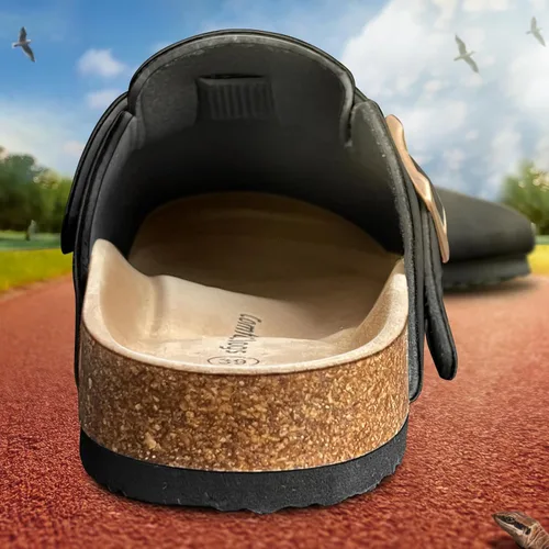 Miniatura 3 de BULLIANT Zuecos pantuflas sandalias de enfermería zapatos de trabajo para hombres y mujeres, parte superior con forro polar + plantilla de corcho