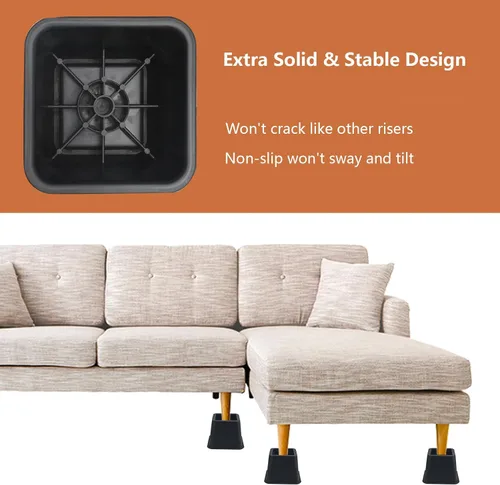 Miniatura 5 de DEDU Elevadores de cama de 3 pulgadas, resistentes, paquete de 9 elevadores de muebles para sofás de gran tamaño, elevadores de sofá con almohadilla
