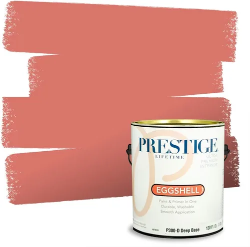 Miniatura 182 de Prestige Paints E100-T-SW6591 Pintura exterior e imprimación en uno, 1 galón, plano, combinación comparable de Sherwin Williams Amaryllis, 1 galón