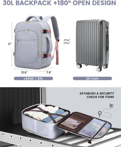 Miniatura 5 de LOVEVOOK Mochila de transporte, mochila de viaje de 30 L para mujer, aprobada por aerolíneas, equipaje de negocios, fin de semana, mochila