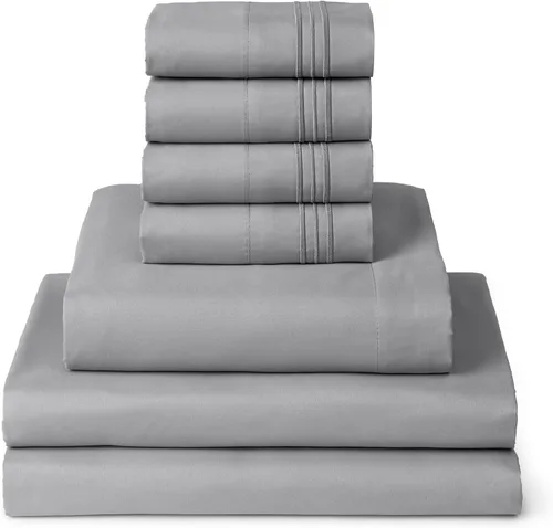 Miniatura 64 de Mellanni Juego de Sábanas Split King - Colección Icónica de 7 Piezas para Ropa de Cama, (Incluye 4 Fundas de Almohada), Bolsillo Profundo de 16 1394