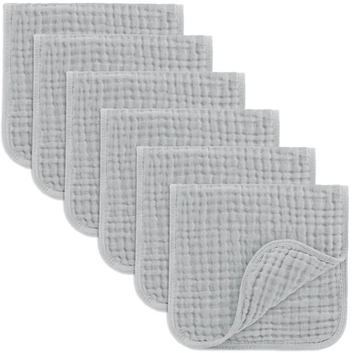Miniatura 19 de Comfy Cubs - Paquete de 6 paños de muselina para eructos, 20 x 10 pulgadas, grandes, de 6 capas, 100 % algodón ultra absorbente para babeo