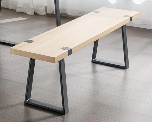 VESCASA Banco de comedor de madera de 60 pulgadas con patas de metal negro para comedor, cocina, roble natural Natural Oak