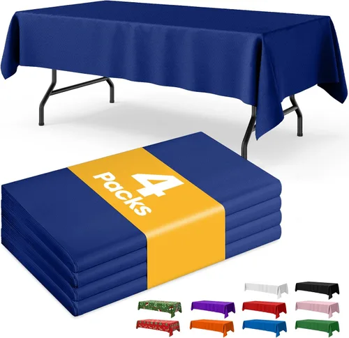 Miniatura 38 de Niuara Mantel de bandera estadounidense, paquete de 4 manteles patrióticos desechables de 54 x 108 pulgadas para mesas de 6 pies, decoraciones del 4
