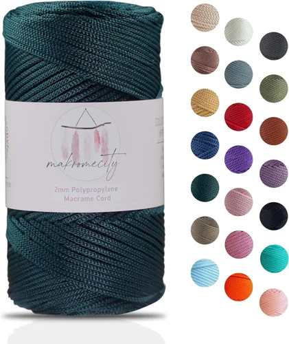 Miniatura 39 de Makromecity, Cordón de macramé de poliéster de 2 mm x 38 m (125 yardas) 2 mm de polipropileno, cordón de macramé para crochet, bolsas de macramé