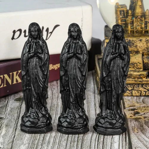 Miniatura 4 de mookaitedecor Estatua decorativa de la Virgen María de cristal de obsidiana negra para religiosa y decoración del hogar, 3.465-3.622 in
