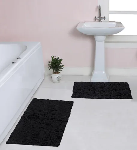 Home Weavers Bell Flower Collection - Tapetes de baño capitoné 100% algodón, extrasuaves y absorbentes, antideslizantes, lavables a máquina, juego