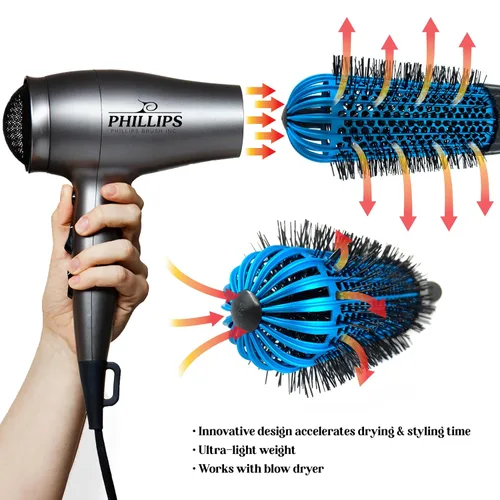 Miniatura 4 de Phillips Brush Hot Curler 750 Cepillo redondo térmico – Cepillo de barril ventilado de 2.25 pulgadas de diámetro para crear rizos duraderos