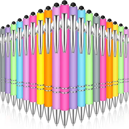 Miniatura 15 de Zonon 38 Piezas Bolígrafo Engomado con Punta de Stylus Bolígrafo de Metal Elegante Stylus Capacitivo con Agarre de Goma Suave, Tinta Negra