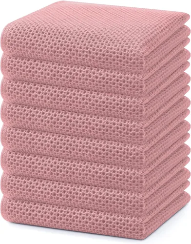 Miniatura 295 de Homaxy Paños de cocina de 100% algodón con tejido de gofre, ultra suaves, absorbentes, de secado rápido, 12 x 12 pulgadas, paquete de 6, amarillo