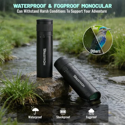 Miniatura 5 de Telescopio monocular HD de 10 x 32 pulgadas para adultos de alta potencia, cubierta de metal, impermeable, a prueba de niebla, prisma FMC recubierto