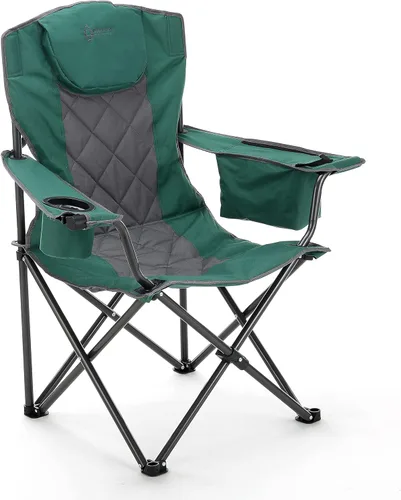 Miniatura 23 de ARROWHEAD OUTDOOR Silla plegable portátil de lujo para campamento con reposacabezas, portavasos y vidrio, enfriador de 6 latas, bolsa de transporte