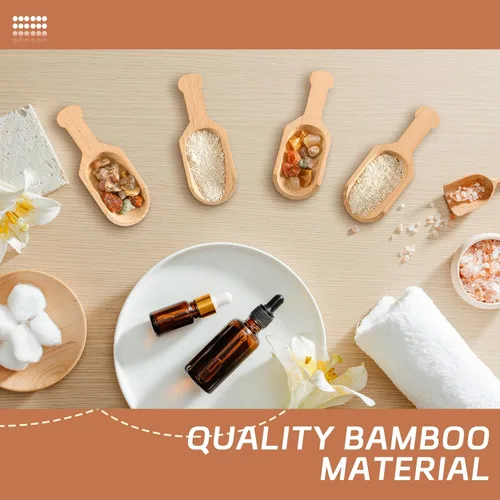 Miniatura 4 de Dandat Paquete de 100 mini cucharas de madera para tarros pequeños de sal de baño, cucharas de bambú a granel, cuchara pequeña de madera, cuchara