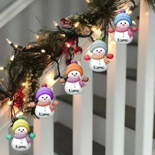Miniatura 5 de 7 adornos de Navidad personalizados con nombre personalizado muñeco de nieve para árbol de Navidad, decoraciones colgantes regalos personalizados