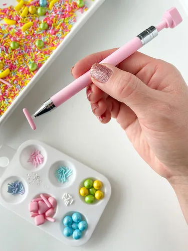 Miniatura 5 de Bolígrafo aplicador de espolvoreo seguro para alimentos para una colocación precisa Decoración de pasteles y galletas (rosa) Bolígrafo original