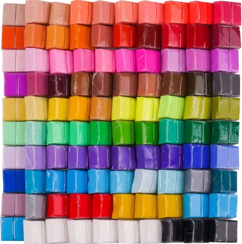 Tomorotec Paquete de valor de 100 piezas de arcilla polimérica, 82 colores en bloques pequeños, kit de inicio con herramientas, arcilla para modelar