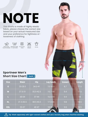 Miniatura 46 de Sportneer Pantalones cortos de ciclismo acolchados para hombre, acolchado 4D, pantalones cortos de ciclismo para hombre, transpirables y absorbentes