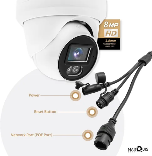 Miniatura 5 de Marquis Cámara domo de torreta IP PoE de 8MP con micrófono/audio, cámara de seguridad IP para exteriores, visión nocturna IR de 98 pies, impermeable