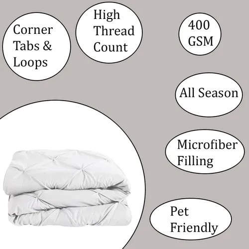 Miniatura 5 de eBeddy Linens Edredón alternativo plisado para todas las estaciones Edredón de microfibra tamaño King de 132 x 120 pulgadas, 1 edredón de Pintuck