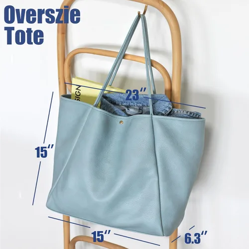 Miniatura 17 de HOXIS Bolso de mano de cuero PU de gran tamaño para mujer, bolso de fin de semana, bolso de viaje