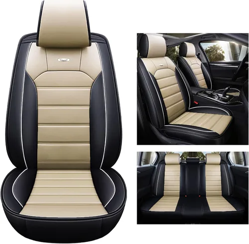 Miniatura 9 de otoez Fundas de Asiento de Coche de Piel Completas Juego Completo, 5 Asientos Fundas de Asiento de Piel Sintética para Coches, Protector de Asiento