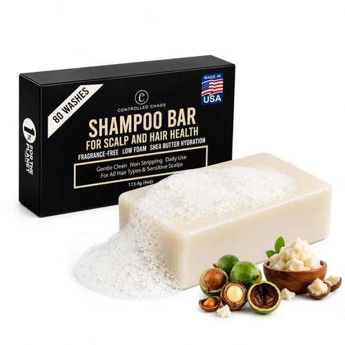 Miniatura 8 de Controlled Chaos Barra de champú sólido para cabello rizado para hombres con manteca de karité y aceite de babasú, hidratante y control