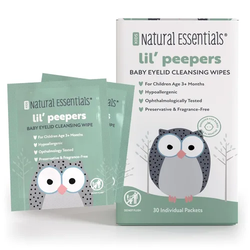 Natural Essentials Lil' Peepers Toallitas limpiadoras de ojos y párpados para bebés, sin conservantes y sin enjuague, toallitas suaves