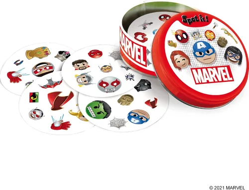 Miniatura 5 de Spot It! Marvel Emojis - Juego de cartas de la familia Marvel Super Heroes para diversión de superhéroes. Juego de emparejamiento rápido para niños