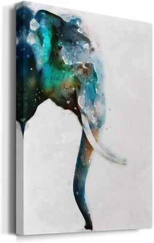 Miniatura 2 de Renditions Gallery Watercolor Elephant Gallery Wrapped Canvas Wall Art, 12x18, Black/White