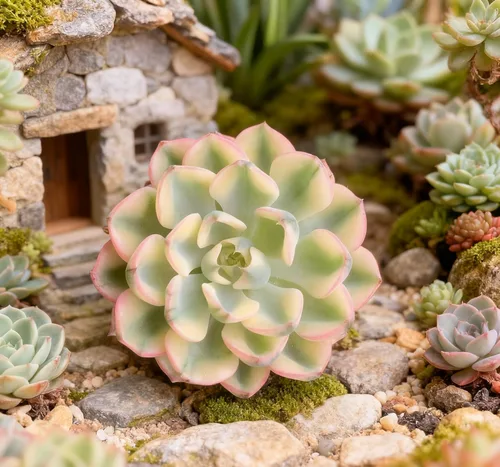 Tearless Beauty - Suculenta viva abigarrada con mezclas de colores suaves, regalo de plantas de interior raras para decoración del hogar o uso de