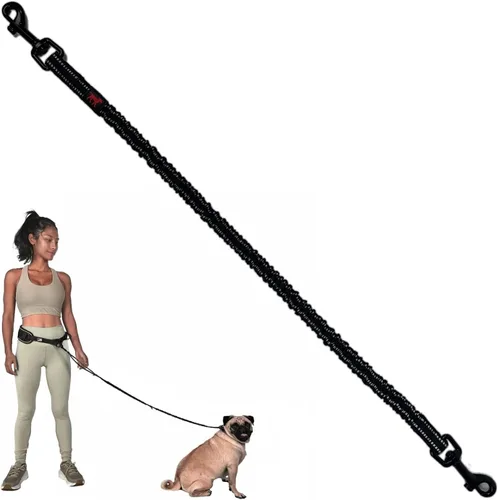 Miniatura 12 de Tuff Pupper Correa de perro resistente manos libres Un perro pequeño/mediano de hasta 45 libras Cómodo elástico absorbente de golpes Asas