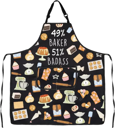WSNANG Divertido regalo de panadero 49% Baker 51% Badass Delantal de repostería Chef Delantal Culinario Escuela Regalo de Graduación Bake Lover
