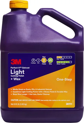 3M Perfect-It Gelcoat Pulimento de Corte Ligero + Cera, 36111, 1 galón, proceso de un solo paso, elimina arañazos y remolinos, removedor de