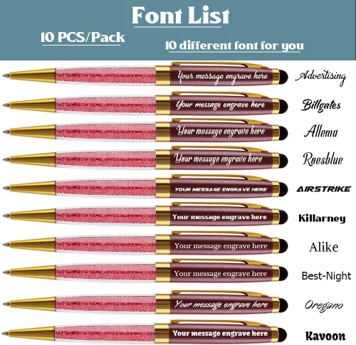 Miniatura 4 de Ancolo Bolígrafos grabados de lujo con punta de lápiz capacitivo, repuestos de tinta negra de cristal, bolígrafos de calidad, personalizados