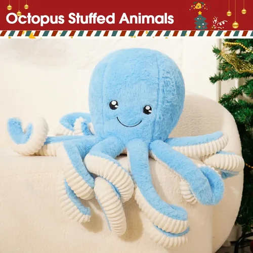 Miniatura 3 de DENTRUN Animales de peluche de pulpo, muñeca de pulpo gigante de peluche para jugar, juguetes para niños, niñas, niños, adultos, cumpleaños, Azul