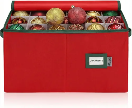 Miniatura 10 de Contenedor de almacenamiento para adornos de Navidad con divisores, almacena hasta 54 adornos, con cremallera, cómodo, ajustable, organizador grande