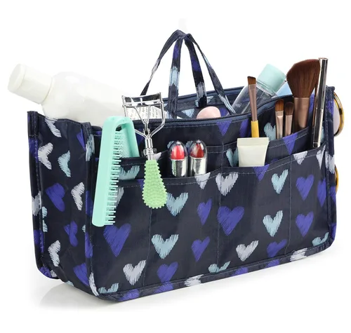 Miniatura 2 de Micom Organizador de cosméticos extensible, con estampado, asas, 13 bolsillos, para cartera de mujer, L, Swallow