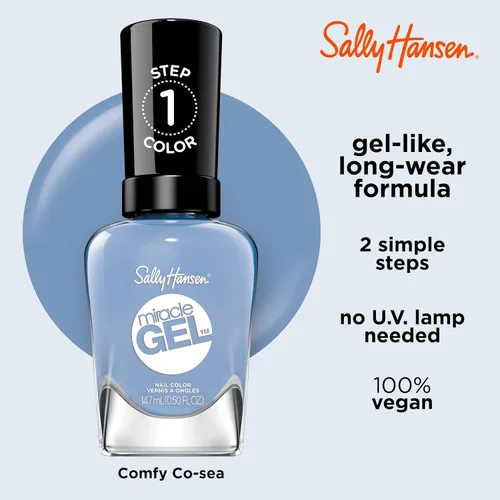 Miniatura 4 de Sally Hansen Miracle Gel - Esmalte de uñas de calidad de salón Fórmula similar al gel, sistema de dos pasos, no necesita luz UV, larga duración