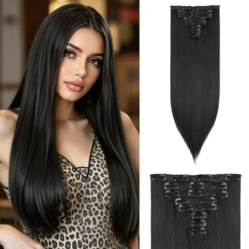 Miniatura 30 de S-noilite Extensiones de cabello sintético largo y lacio con clip de 23 a 26 pulgadas, 8 unidades, 18 clips, para mujeres, entrega de 2 a 5 días